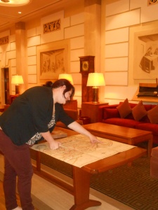 Lauren checks out documents at the Clothworkers' Hall